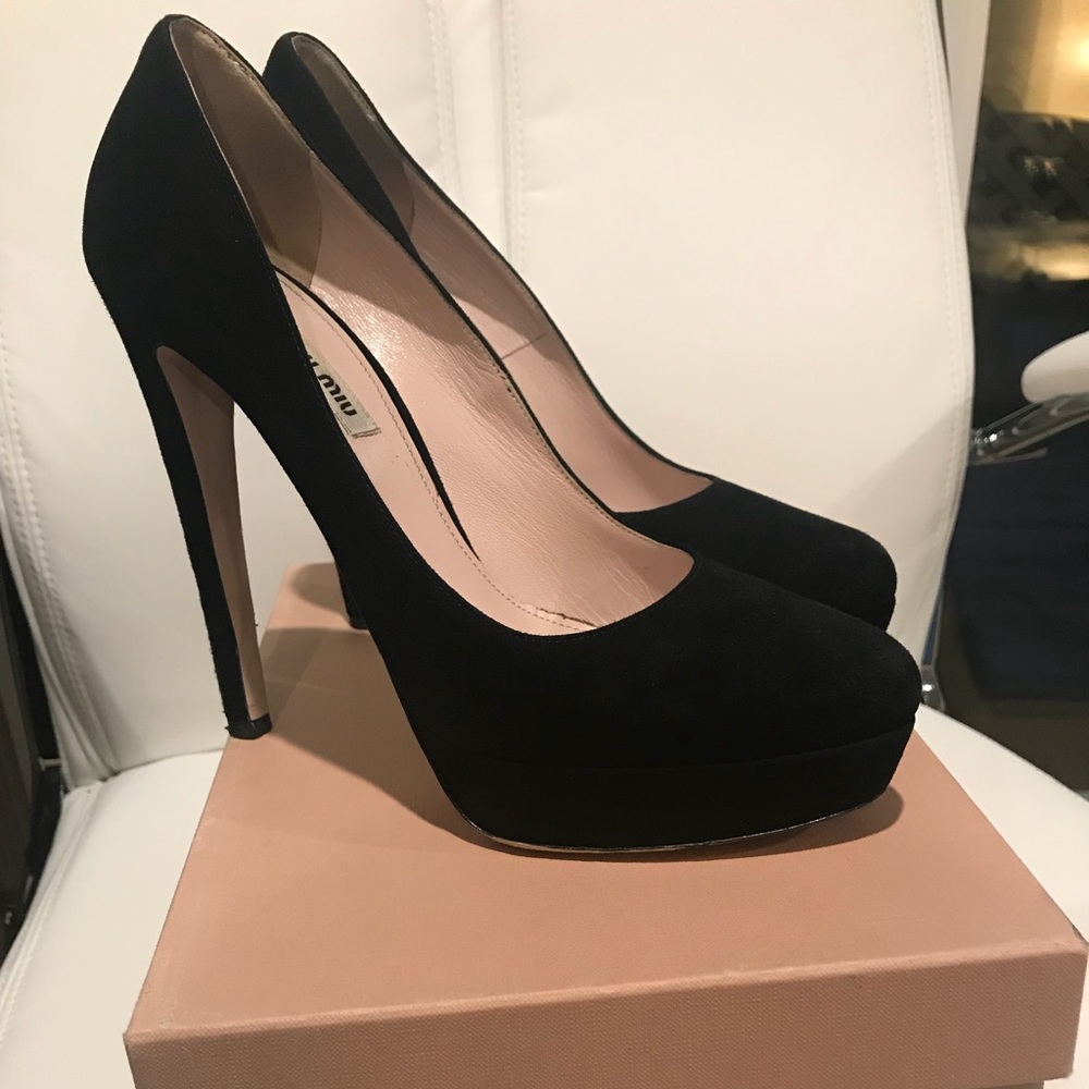 MuiMui shoes black platforms, rarely used, size 9
